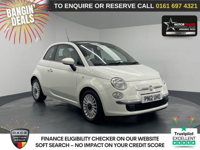 Used 2012 WHITE FIAT 500 Hatchback 1.2 Lounge Hatchback 3dr Petrol Dualogic Euro 4 (69 bhp) PETROL (reg. 2012-03-31) (Automatic) for sale in Stockport