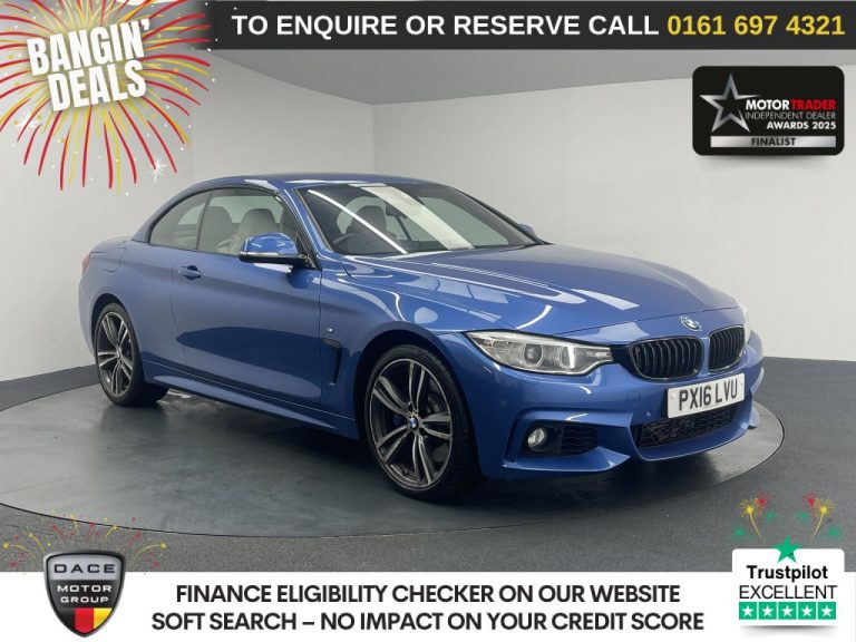 Used 2016 BLUE BMW 4 SERIES Convertible 3.0 435d M Sport Convertible 2dr Diesel Auto xDrive Euro 6 (s/s) (313 ps) DIESEL (reg. 2016-03-01) (Automatic) for sale in Stockport