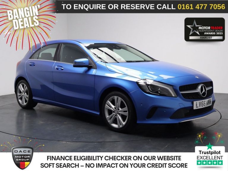 Used 2016 BLUE MERCEDES-BENZ A-CLASS Hatchback 1.6 A160 Sport (Premium) Hatchback 5dr Petrol 7G-DCT Euro 6 (s/s) (102 ps) PETROL (reg. 2016-09-30) (Automatic) for sale in Stockport