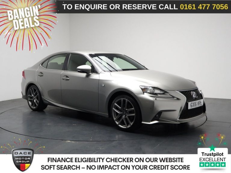 Used 2016 SILVER LEXUS IS Saloon 2.5 300h F Sport Saloon 4dr Petrol Hybrid E-CVT Euro 6 (s/s) (223 ps) PETROL HYBRID (reg. 2016-03-04) (Automatic) for sale in Stockport