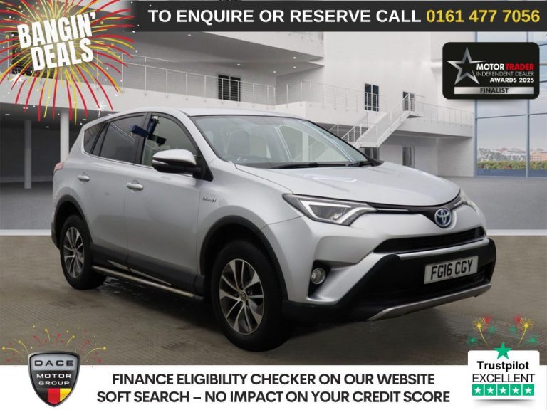 Used 2016 SILVER TOYOTA RAV4 SUV 2.5 VVT-h Business Edition Plus SUV 5dr Petrol Hybrid CVT Euro 6 (s/s) (197 ps) PETROL HYBRID (reg. 2016-03-16) (Automatic) for sale in Stockport