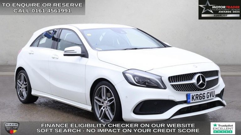 Used 2016 WHITE MERCEDES-BENZ A-CLASS Hatchback 1.6 A160 AMG Line (Premium) Hatchback 5dr Petrol 7G-DCT Euro 6 (s/s) (102 ps) PETROL (reg. 2016-10-31) (Automatic) for sale in Stockport