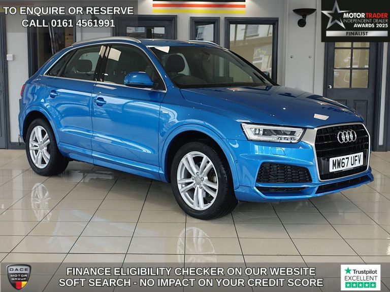 Used 2017 BLUE AUDI Q3 SUV 1.4 TFSI CoD S line Edition SUV 5dr Petrol S Tronic Euro 6 (s/s) (150 ps) PETROL (reg. 2017-12-18) (Automatic) for sale in Stockport