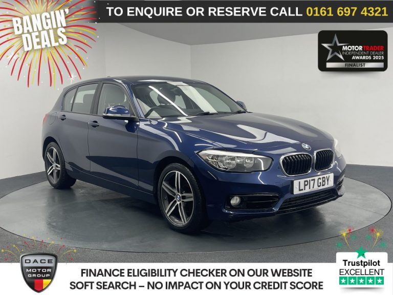 Used 2017 BLUE BMW 1 SERIES Hatchback 1.5 118i Sport Hatchback 5dr Petrol Auto Euro 6 (s/s) (136 ps) PETROL (reg. 2017-06-17) (Automatic) for sale in Stockport