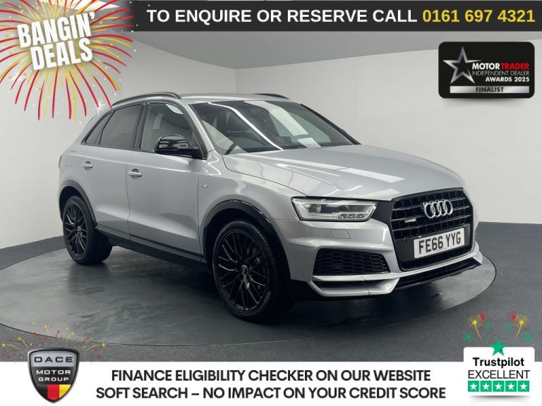 Used 2017 SILVER AUDI Q3 SUV 2.0 TDI Black Edition SUV 5dr Diesel S Tronic quattro Euro 6 (s/s) (150 ps) DIESEL (reg. 2017-01-20) (Automatic) for sale in Stockport