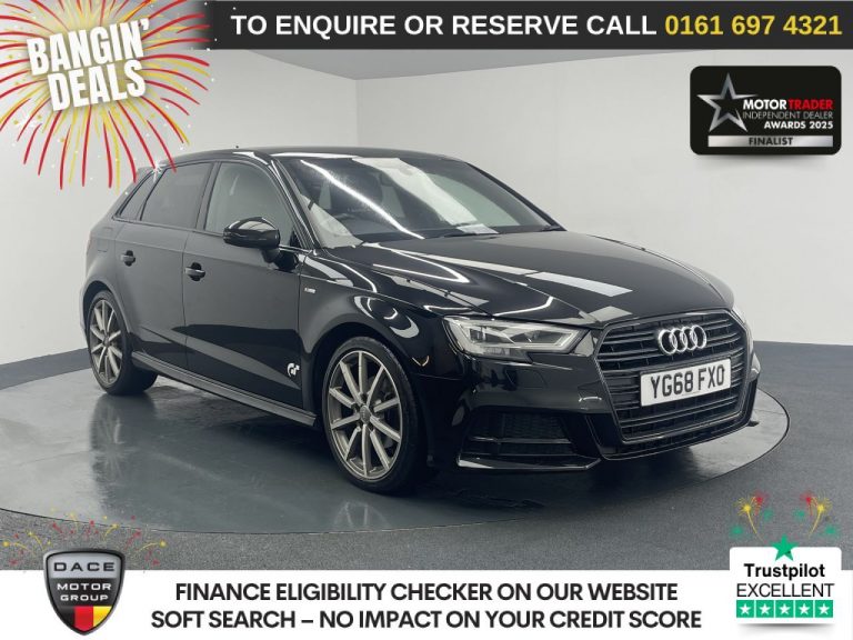 Used 2018 BLACK AUDI A3 Hatchback 2.0 TDI 35 Black Edition Sportback 5dr Diesel S Tronic Euro 6 (s/s) (150 ps) DIESEL (reg. 2018-09-03) (Automatic) for sale in Stockport
