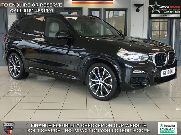 Used 2018 BLACK BMW X3 SUV 2.0 20d M Sport SUV 5dr Diesel Auto xDrive Euro 6 (s/s) (190 ps) DIESEL (reg. 2018-06-27) (Automatic) for sale in Stockport