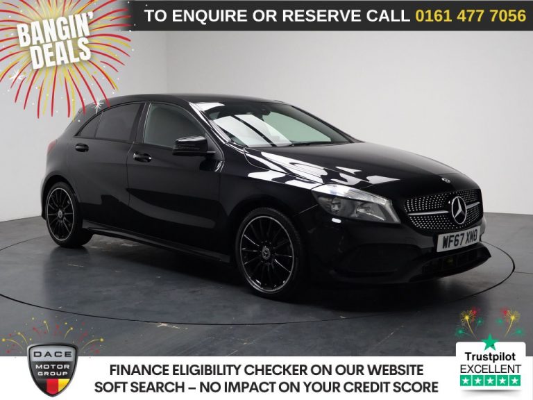 Used 2018 BLACK MERCEDES-BENZ A-CLASS Hatchback 1.6 A160 AMG Line Hatchback 5dr Petrol 7G-DCT Euro 6 (s/s) (102 ps) PETROL (reg. 2018-02-22) (Automatic) for sale in Stockport