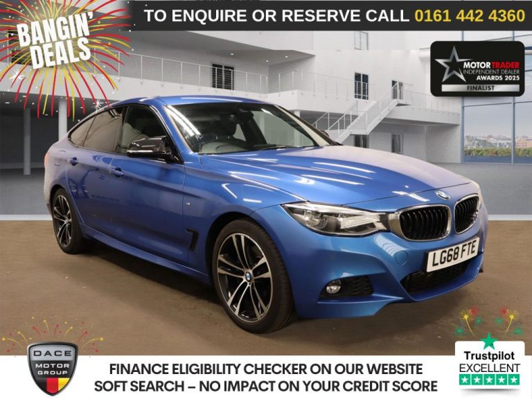 Used 2018 BLUE BMW 3 SERIES GRAN TURISMO Hatchback 2.0 320d M Sport GT 5dr Diesel Auto xDrive Euro 6 (s/s) (190 ps) Â£7465 EXTRAS DIESEL (reg. 2018-09-22) (Automatic) for sale in Stockport