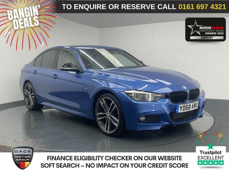 Used 2018 BLUE BMW 3 SERIES Saloon 2.0 320d M Sport Shadow Edition Saloon 4dr Diesel Auto xDrive Euro 6 (s/s) (190 ps) DIESEL (reg. 2018-10-12) (Automatic) for sale in Stockport