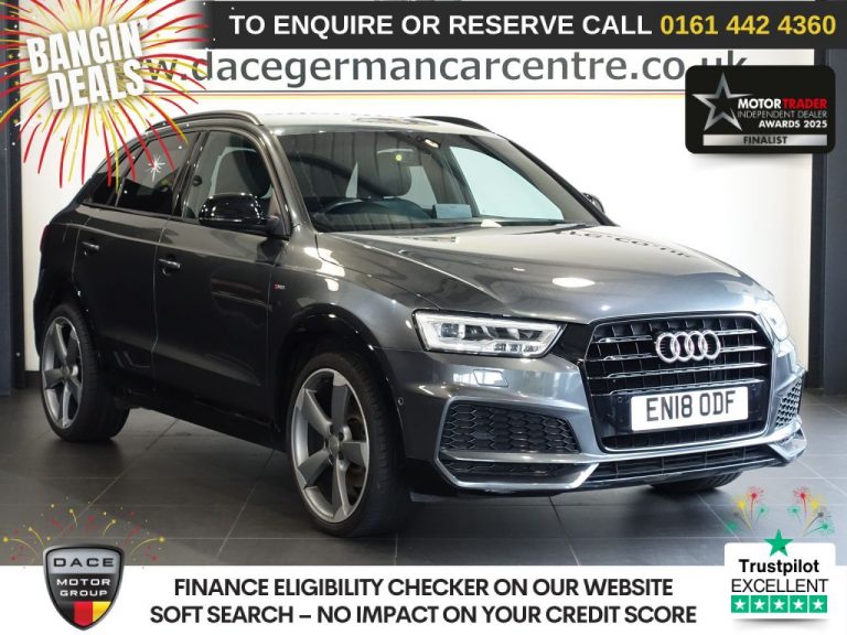 Used 2018 GREY AUDI Q3 SUV 1.4 TFSI CoD Black Edition SUV 5dr Petrol S Tronic Euro 6 (s/s) (150 ps) PETROL (reg. 2018-06-30) (Automatic) for sale in Stockport