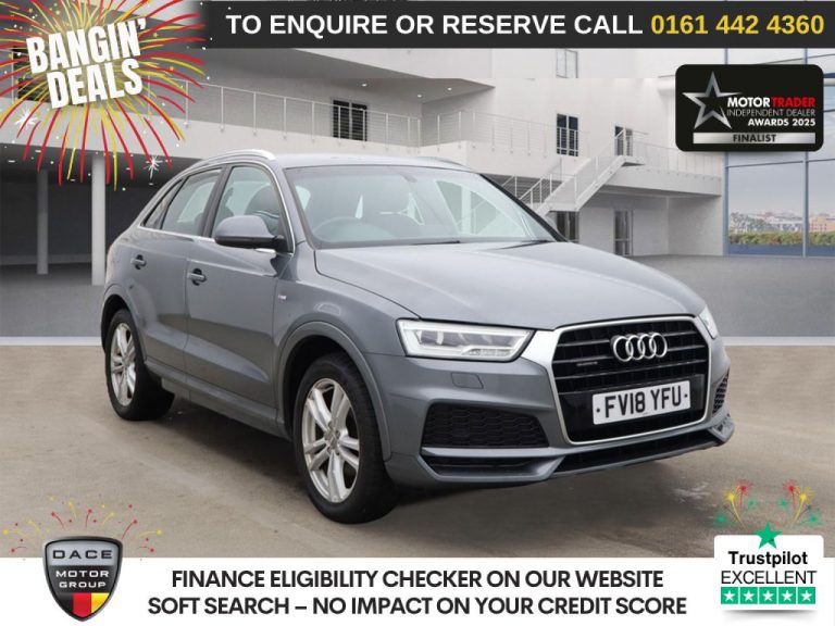 Used 2018 GREY AUDI Q3 SUV 2.0 TDI S line Edition SUV 5dr Diesel S Tronic quattro Euro 6 (s/s) (150 ps) DIESEL (reg. 2018-07-25) (Automatic) for sale in Stockport