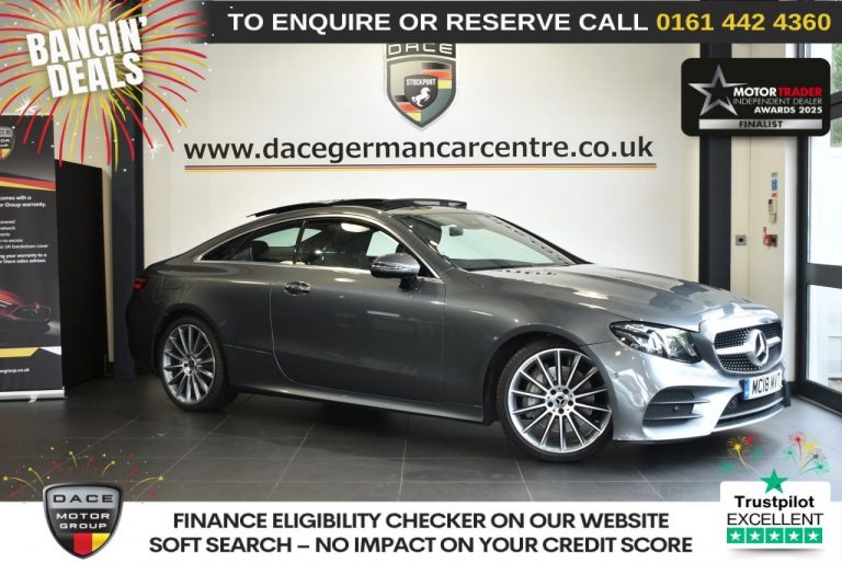 Used 2018 GREY MERCEDES-BENZ E-CLASS Coupe 2.0 E300 AMG Line (Premium Plus) Coupe 2dr Petrol G-Tronic+ Euro 6 (s/s) (245 ps) PETROL (reg. 2018-07-23) (Automatic) for sale in Stockport
