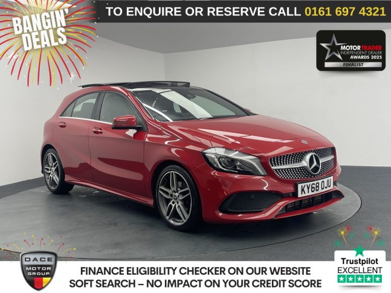 Used 2018 RED MERCEDES-BENZ A-CLASS Hatchback 2.1 A200d AMG Line (Premium Plus) Hatchback 5dr Diesel 7G-DCT Euro 6 (s/s) (136 ps) DIESEL (reg. 2018-09-26) (Automatic) for sale in Stockport
