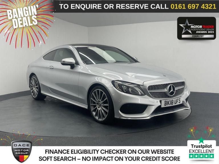 Used 2018 SILVER MERCEDES-BENZ C-CLASS Coupe 2.1 C220d AMG Line (Premium) Coupe 2dr Diesel G-Tronic+ Euro 6 (s/s) (170 ps) DIESEL (reg. 2018-06-29) (Automatic) for sale in Stockport