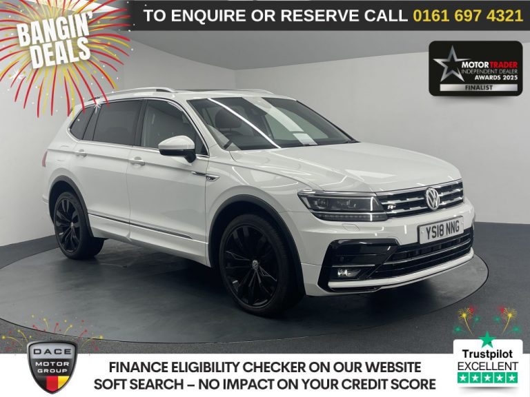 Used 2018 WHITE VOLKSWAGEN TIGUAN ALLSPACE SUV 2.0 TSI R-Line SUV 5dr Petrol DSG 4Motion Euro 6 (s/s) (180 ps) PETROL (reg. 2018-06-11) (Automatic) for sale in Stockport