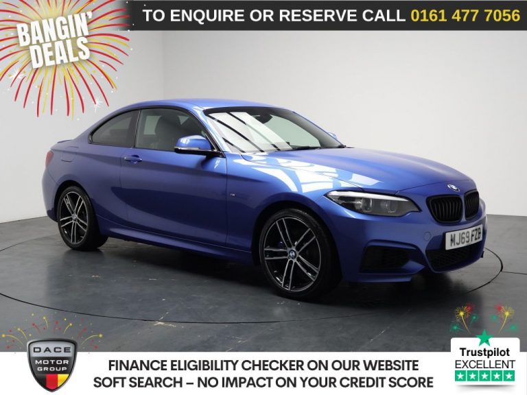 Used 2019 BLUE BMW 2 SERIES Coupe 1.5 218i GPF M Sport Coupe 2dr Petrol Auto Euro 6 (s/s) (136 ps) PETROL (reg. 2019-09-30) (Automatic) for sale in Stockport