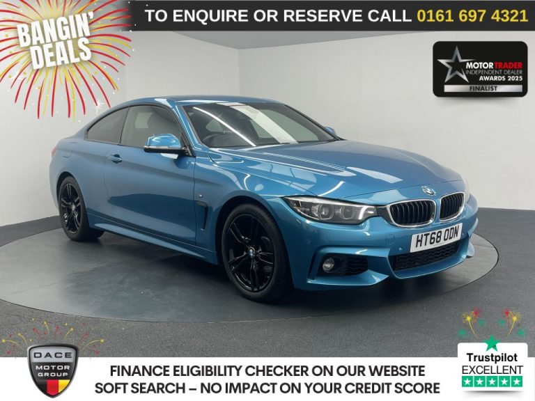 Used 2019 BLUE BMW 4 SERIES Coupe 2.0 420i GPF M Sport Coupe 2dr Petrol Auto Euro 6 (s/s) (184 ps) PETROL (reg. 2019-02-28) (Automatic) for sale in Stockport