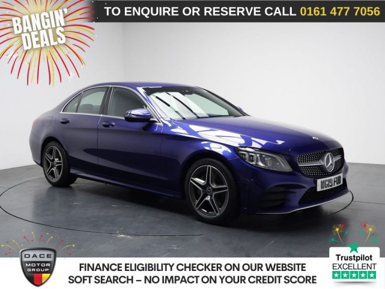 Used 2019 BLUE MERCEDES-BENZ C-CLASS Saloon 2.0 C300 AMG Line (Premium) Saloon 4dr Petrol G-Tronic+ Euro 6 (s/s) (258 ps) PETROL (reg. 2019-03-28) (Automatic) for sale in Stockport