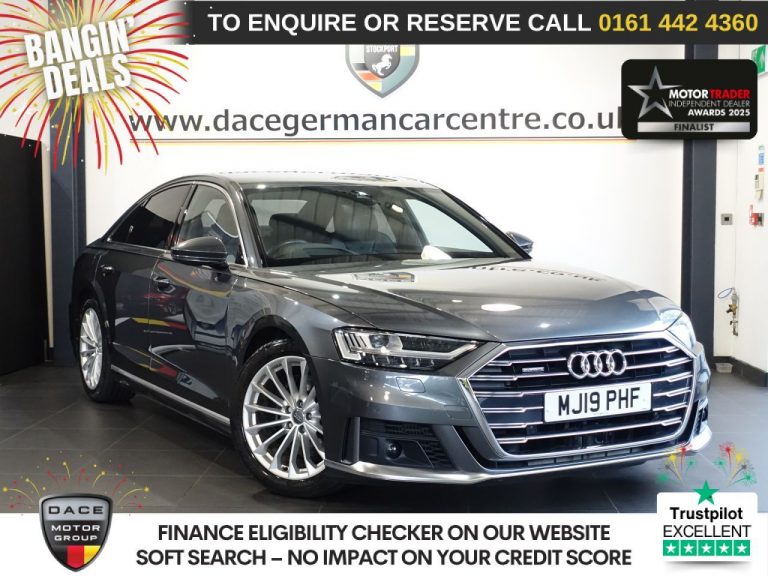 Used 2019 GREY AUDI A8 Saloon 3.0 TDI V6 50 S line Saloon 4dr Diesel Tiptronic quattro Euro 6 (s/s) (286 ps) DIESEL (reg. 2019-03-26) (Automatic) for sale in Stockport