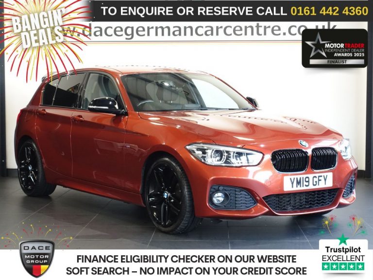 Used 2019 ORANGE BMW 1 SERIES Hatchback 2.0 120i GPF M Sport Hatchback 5dr Petrol Auto Euro 6 (s/s) (184 ps) PETROL (reg. 2019-03-28) (Automatic) for sale in Stockport