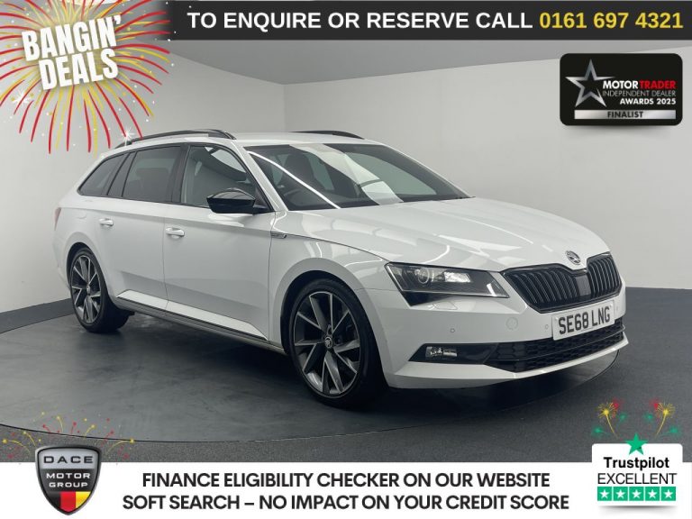 Used 2019 WHITE SKODA SUPERB Estate 2.0 TDI SportLine Estate 5dr Diesel DSG Euro 6 (s/s) (150 ps) DIESEL (reg. 2019-02-08) (Automatic) for sale in Stockport