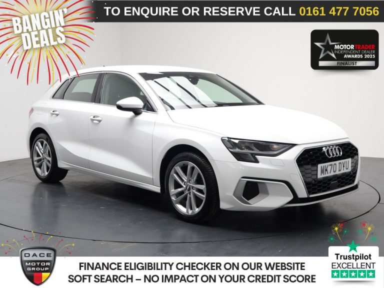 Used 2020 WHITE AUDI A3 Hatchback 1.5 TFSI 35 Sport Sportback 5dr Petrol S Tronic Euro 6 (s/s) (150 ps) PETROL (reg. 2020-09-04) (Automatic) for sale in Stockport