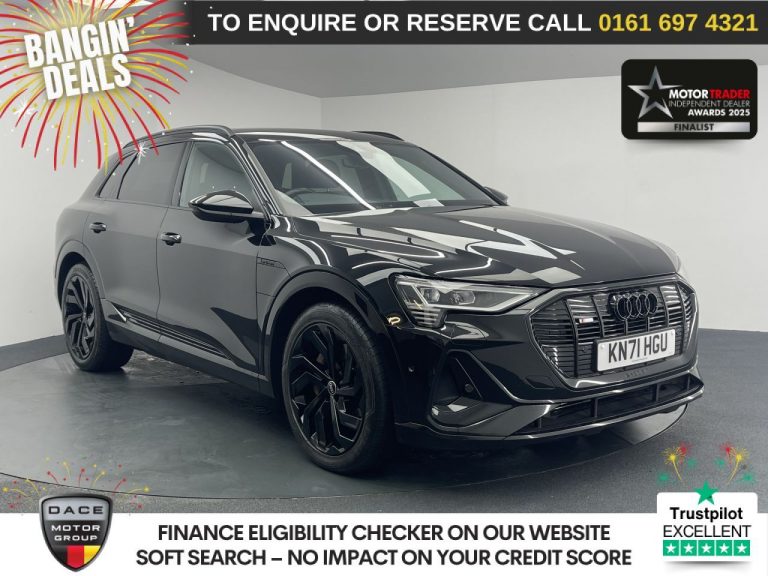 Used 2021 BLACK AUDI E-TRON SUV 55 Black Edition SUV 5dr Electric Auto quattro 95kWh (11kW Charger) (408 ps) ELECTRIC (reg. 2021-09-09) (Automatic) for sale in Stockport