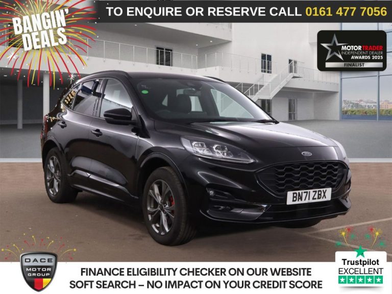 Used 2021 BLACK FORD KUGA SUV 2.5 EcoBoost Duratec 14.4kWh ST-Line SUV 5dr Petrol Plug-in Hybrid CVT Euro 6 (s/s) (225 ps) PETROL PLUG-IN HYBRID (reg. 2021-10-26) (Automatic) for sale in Stockport