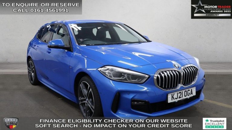 Used 2021 BLUE BMW 1 SERIES Hatchback 1.5 118i M Sport (LCP) Hatchback 5dr Petrol DCT Euro 6 (s/s) (136 ps) PETROL (reg. 2021-07-14) (Automatic) for sale in Stockport
