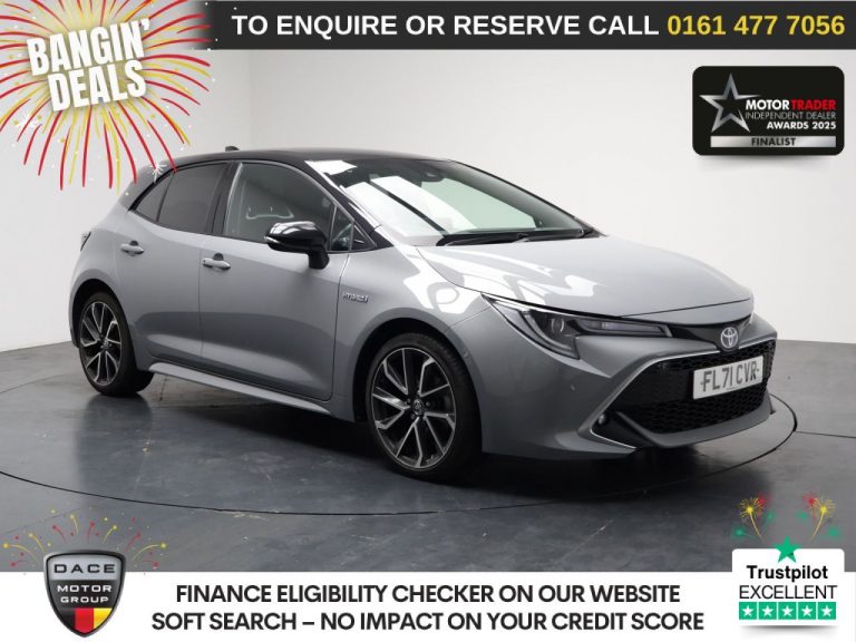 Used 2021 GREY TOYOTA COROLLA Hatchback 1.8 VVT-h GPF Excel Hatchback 5dr Petrol Hybrid CVT Euro 6 (s/s) (122 ps) PETROL HYBRID (reg. 2021-09-14) (Automatic) for sale in Stockport