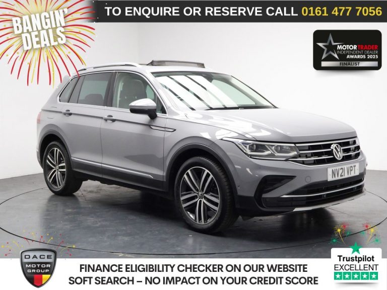 Used 2021 GREY VOLKSWAGEN TIGUAN SUV 2.0 TDI Elegance SUV 5dr Diesel DSG Euro 6 (s/s) (150 ps) DIESEL (reg. 2021-06-24) (Automatic) for sale in Stockport