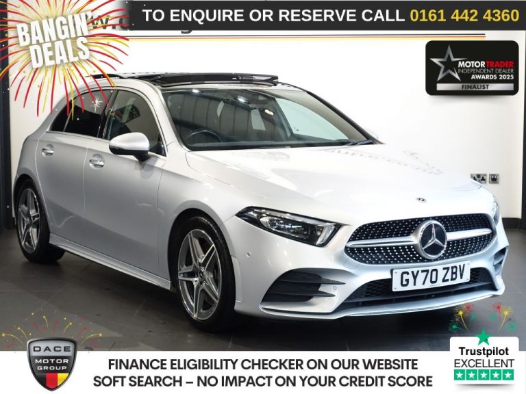 Used 2021 SILVER MERCEDES-BENZ A-CLASS Hatchback 2.0 A250 AMG Line (Premium Plus 2) Hatchback 5dr Petrol 7G-DCT Euro 6 (s/s) (224 ps) PETROL (reg. 2021-02-16) (Automatic) for sale in Stockport