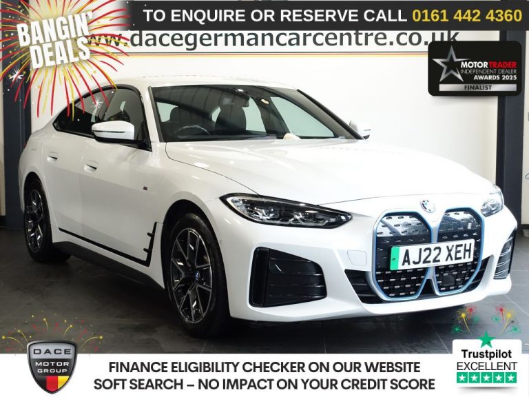 Used 2022 WHITE BMW I4 Hatchback 40 83.9kWh M Sport Gran Coupe 5dr Electric Auto eDrive (340 ps) ELECTRIC (reg. 2022-08-22) (Automatic) for sale in Stockport