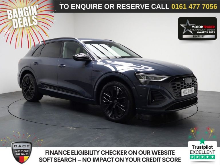 Used 2023 BLUE AUDI Q8 E-TRON SUV 55 Black Edition SUV 5dr Electric Auto quattro 114kWh (11kW Charger) (408 ps) ELECTRIC (reg. 2023-06-30) (Automatic) for sale in Stockport