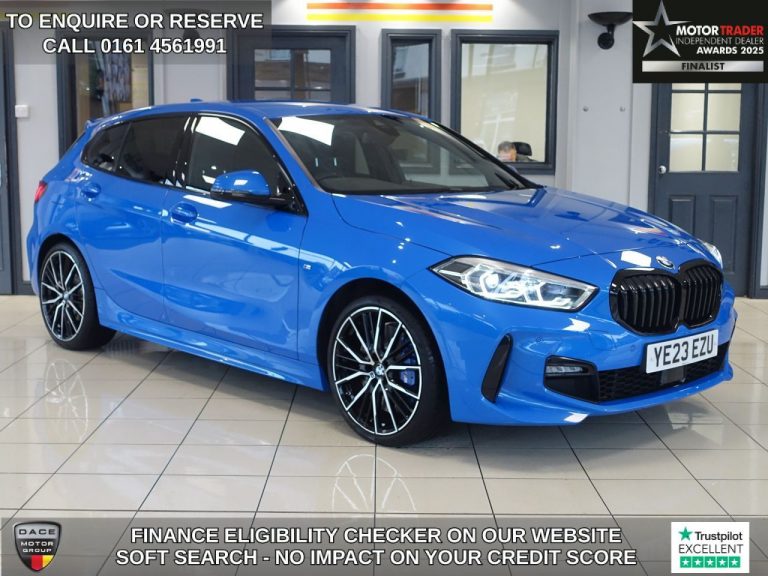Used 2023 BLUE BMW 1 SERIES Hatchback 1.5 118i M Sport (LCP) Hatchback 5dr Petrol DCT Euro 6 (s/s) (136 ps) PETROL (reg. 2023-04-30) (Automatic) for sale in Stockport