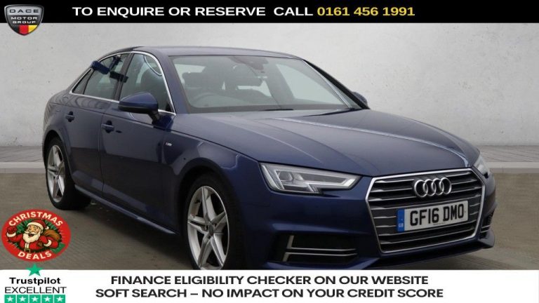 Used 2016 BLUE AUDI A4 Saloon 2.0 TDI S line Saloon 4dr Diesel S Tronic Euro 6 (s/s) (150 ps) DIESEL (reg. 2016-03-31) (Automatic) for sale in Stockport