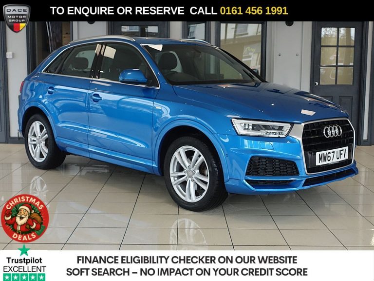 Used 2017 BLUE AUDI Q3 SUV 1.4 TFSI CoD S line Edition SUV 5dr Petrol S Tronic Euro 6 (s/s) (150 ps) PETROL (reg. 2017-12-18) (Automatic) for sale in Stockport
