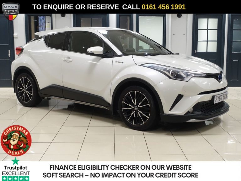 Used 2017 WHITE TOYOTA C-HR SUV 1.8 VVT-h Excel SUV 5dr Petrol Hybrid CVT Euro 6 (s/s) (122 ps) PETROL HYBRID (reg. 2017-09-30) (Automatic) for sale in Stockport