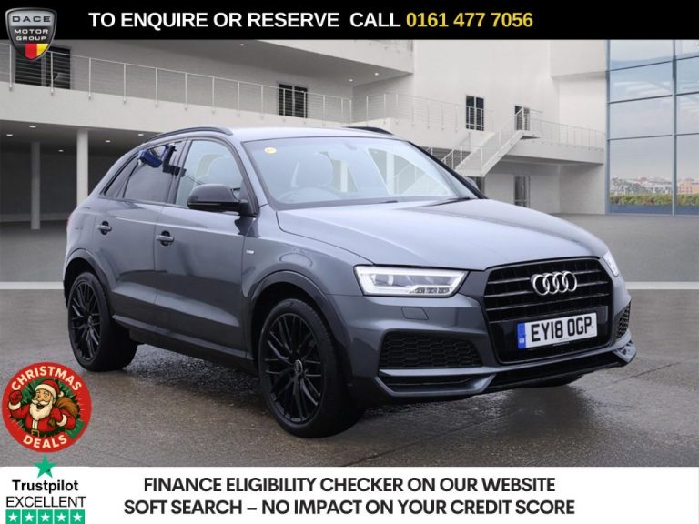 Used 2018 GREY AUDI Q3 SUV 1.4 TFSI CoD Black Edition SUV 5dr Petrol S Tronic Euro 6 (s/s) (150 ps) PETROL (reg. 2018-03-09) (Automatic) for sale in Stockport
