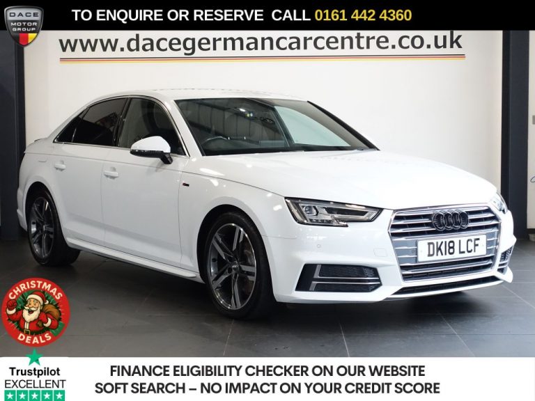 Used 2018 WHITE AUDI A4 Saloon 2.0 TFSI S line Saloon 4dr Petrol S Tronic Euro 6 (s/s) (190 ps) PETROL (reg. 2018-03-20) (Automatic) for sale in Stockport