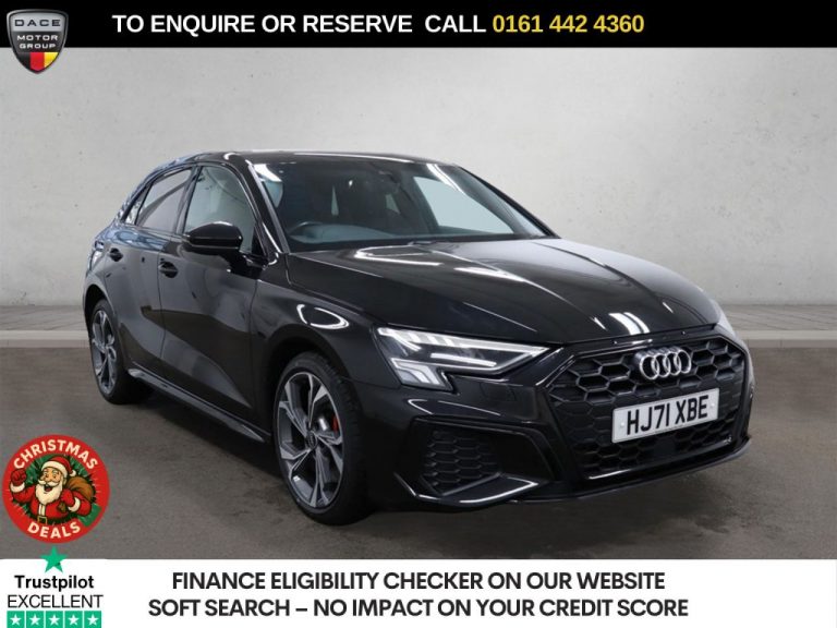 Used 2021 BLACK AUDI A3 Hatchback 1.4 TFSIe 45 S line Competition Sportback 5dr Petrol Plug-in Hybrid S Tronic Euro 6 (s/s) 13kWh (245 ps) PETROL PLUG-IN HYBRID (reg. 2021-11-15) (Automatic) for sale in Stockport