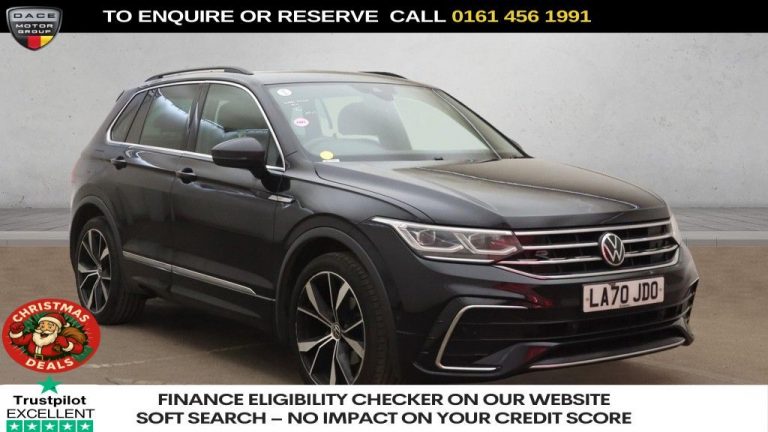 Used 2021 BLACK VOLKSWAGEN TIGUAN SUV 1.5 TSI R-Line SUV 5dr Petrol DSG Euro 6 (s/s) (150 ps) PETROL (reg. 2021-01-30) (Automatic) for sale in Stockport