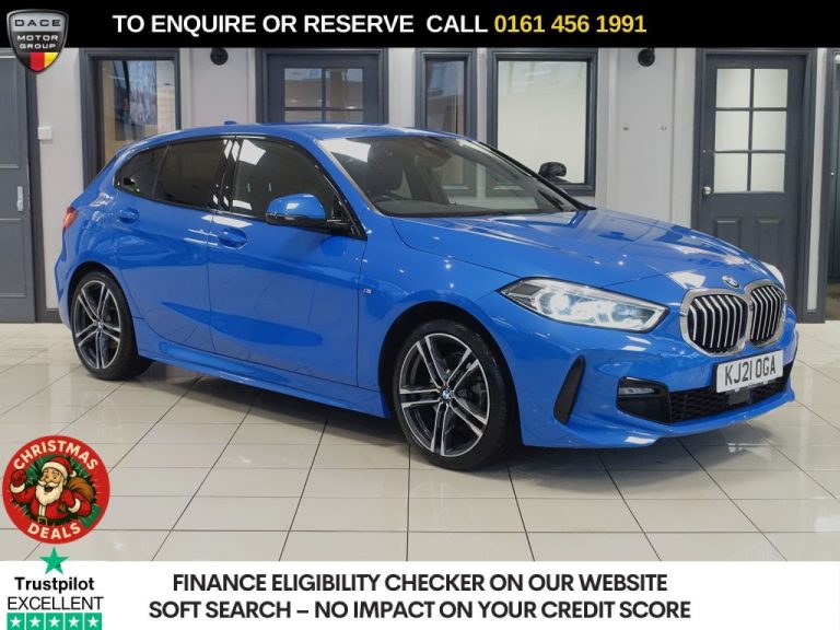 Used 2021 BLUE BMW 1 SERIES Hatchback 1.5 118i M Sport (LCP) Hatchback 5dr Petrol DCT Euro 6 (s/s) (136 ps) PETROL (reg. 2021-07-14) (Automatic) for sale in Stockport