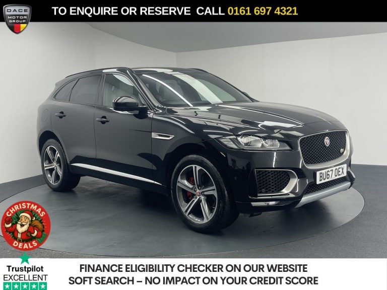 Used 2017 BLACK JAGUAR F-PACE SUV 3.0 V6 S SUV 5dr Petrol Auto AWD Euro 6 (s/s) (380 ps) PETROL (reg. 2017-12-20) (Automatic) for sale in Stockport