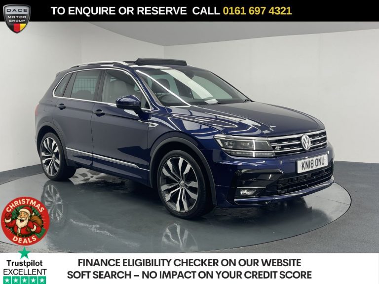 Used 2018 BLUE VOLKSWAGEN TIGUAN SUV 2.0 TDI R-Line SUV 5dr Diesel DSG 4Motion Euro 6 (s/s) (150 ps) DIESEL (reg. 2018-08-07) (Automatic) for sale in Stockport