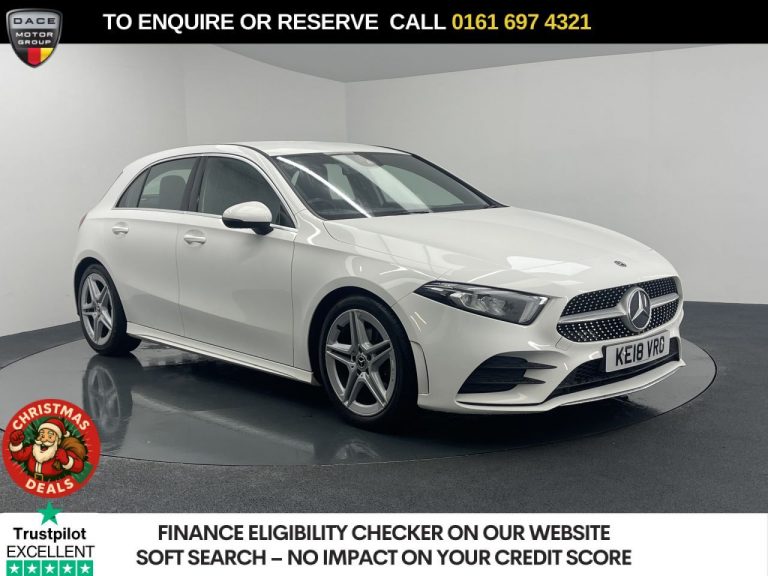 Used 2018 WHITE MERCEDES-BENZ A-CLASS Hatchback 1.3 A200 AMG Line Hatchback 5dr Petrol 7G-DCT Euro 6 (s/s) (163 ps) PETROL (reg. 2018-07-31) (Automatic) for sale in Stockport
