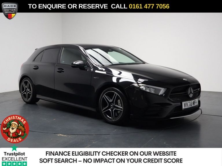 Used 2020 BLACK MERCEDES-BENZ A-CLASS Hatchback 2.0 A35 AMG (Executive) Hatchback 5dr Petrol SpdS DCT 4MATIC Euro 6 (s/s) (306 ps) PETROL (reg. 2020-10-09) (Automatic) for sale in Stockport