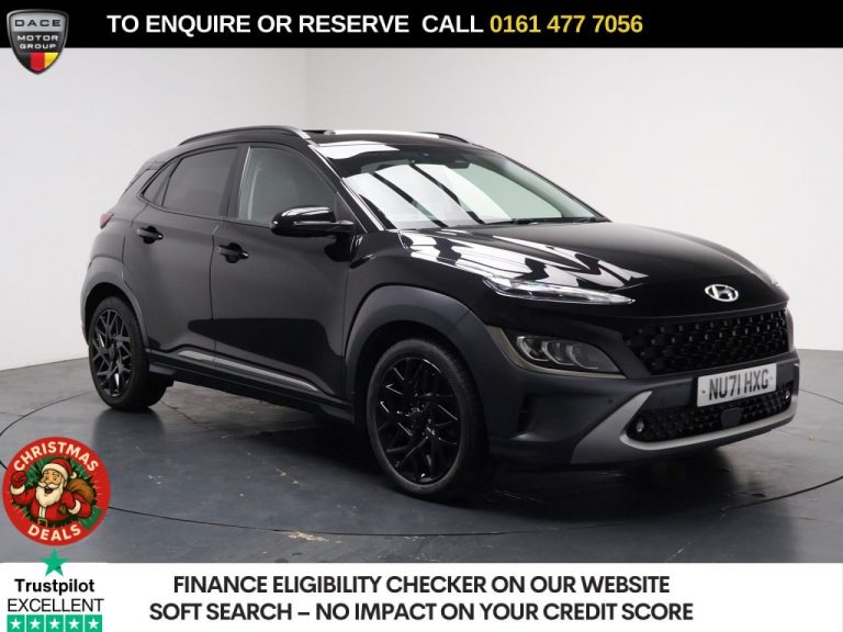 Used 2021 BLACK HYUNDAI KONA SUV 1.6 h-GDi Ultimate SUV 5dr Petrol Hybrid DCT Euro 6 (s/s) (141 ps) PETROL HYBRID (reg. 2021-09-11) (Automatic) for sale in Stockport