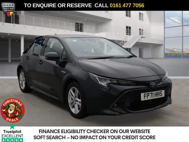 Used 2021 BLACK TOYOTA COROLLA Hatchback 1.8 VVT-h GPF Icon Tech Hatchback 5dr Petrol Hybrid CVT Euro 6 (s/s) (122 ps) PETROL HYBRID (reg. 2021-12-09) (Automatic) for sale in Stockport